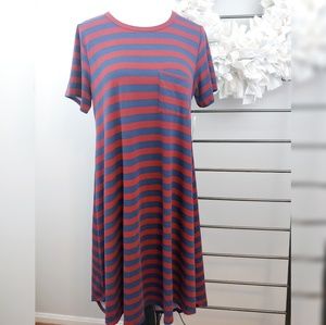 LuLaRoe Maroon Navy Stripe Carly NWT